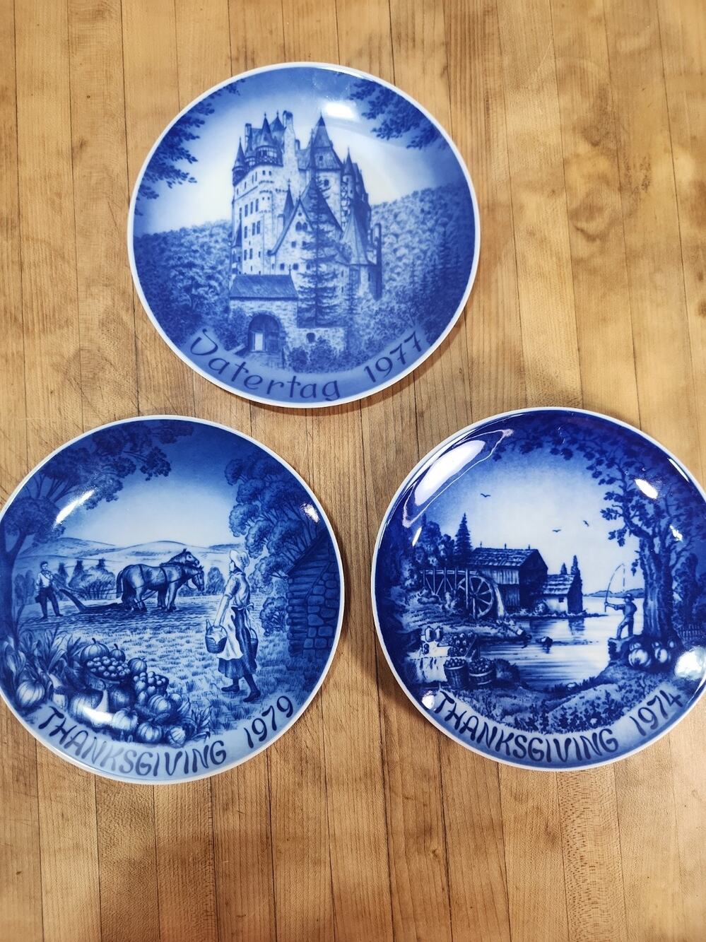 Vintage Bareuther Bavaria Collector Plates Lot of 3 Blue White Germany 1970s